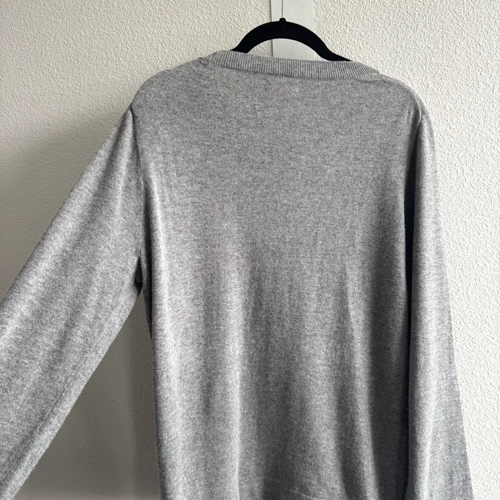 J. Crew Cotton-Wool Blend Teddie Sweater Grey Minimal Classic Fit Pullover